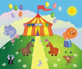 Цирковой павильон и животные