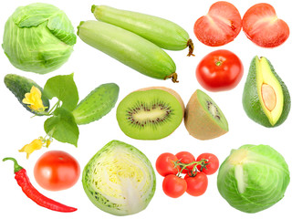 Set of fresh fruits and vegetables