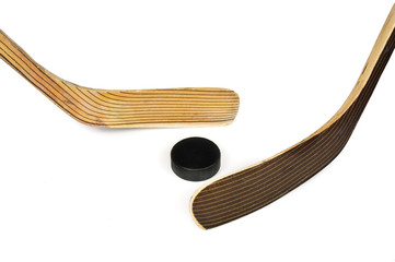 Fototapeta premium Hockey stick and puck