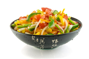 vegetable salad of paprika, tomato and onion