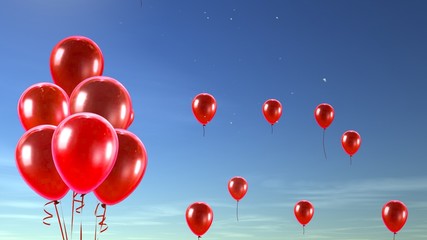 red balloon in the sky background