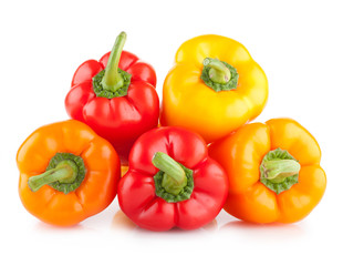 colorful paprika peppers isolated on white background
