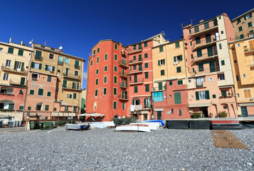 homes and beach in Camogli, Italy
