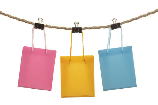 Colorful bags on white background
