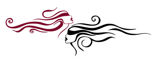 Fototapeta premium Two women. Tattoo. White background. Vector illustration