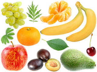 Set of fresh fruits and berryes