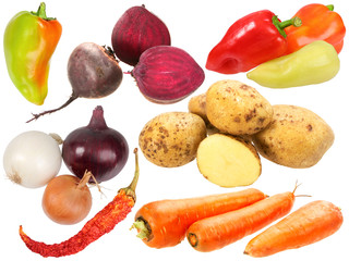 Set of fresh fruits and vegetables