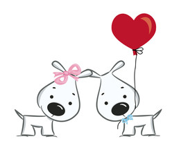 Funny dogs' couple -vector illustration