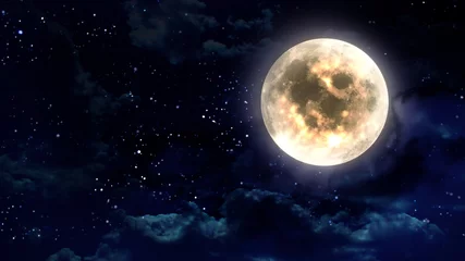 Fotobehang maan aan de nachtelijke hemel © RealCG