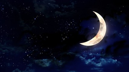 Plakat pół księżyc na nocnym niebie