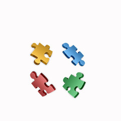 Four Color Puzzle Pieces