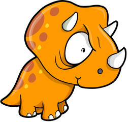 Crazy Orange Triceratops Dinosaur Vector Illustration