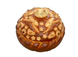 tradition east Europe wedding bread with birds on the top
