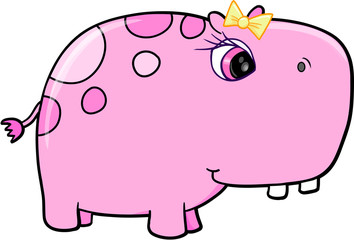 Pink Girl Hippopotamus Vector Safari Animal