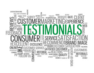 TESTIMONIALS Tag Cloud (satisfaction like survey reviews button)