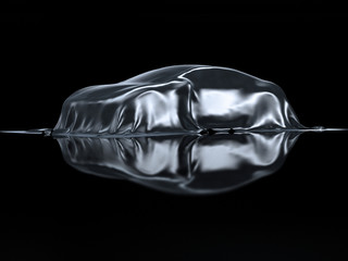 Neuwagen Präsentation unter Stoff silber