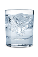 Water with ice in the glass