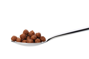 Chocolate cornflakes. A dry breakfast in a spoon.