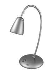 Metal shiny desk lamp on white background