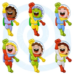 Peel and stick wall murals Superheroes Cartoon astronauts