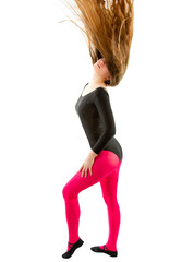Woman dancer  with long hair