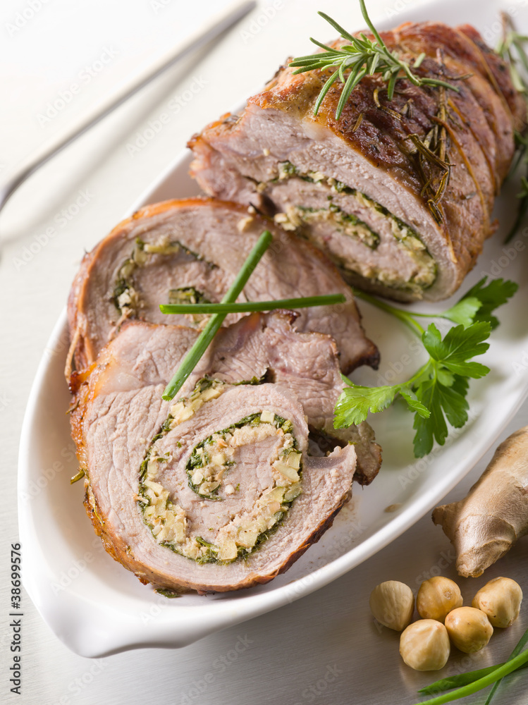 Wall mural rolled veal stuffed with nuts, ginger and parsley