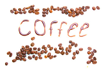 Inscription coffee isolated on white