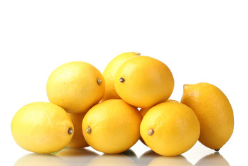 ripe lemons isolated on white