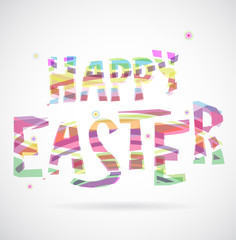 Happy Easter sign with colorful stripes.