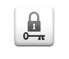 Boton cuadrado blanco candado y llave