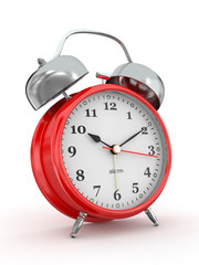 Ten o'clock. Old-fashioned alarm clock. 3d