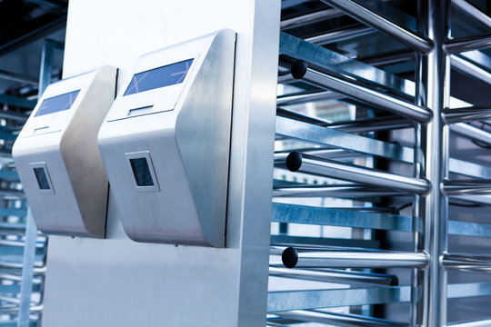 Closeup Of Security Turnstile On Stadium