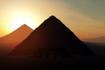 Mystic Egyptian Pyramid Scene Sunset 3D render