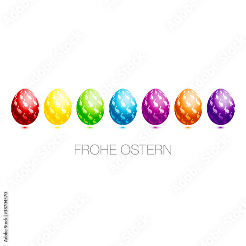 Osterkarte 7 Ostereier Osterhase Bunt Poster | April April Posters-Jan Engel