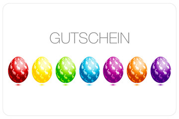 Gutschein 7 Ostereier Osterhase bunt