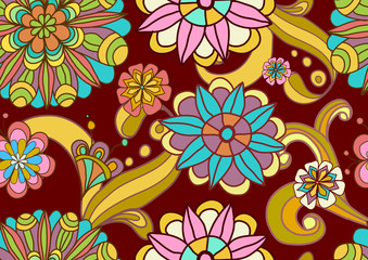 Fototapeta na wymiar Seamless color floral background