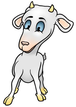 Baby Goat - Colored Cartoon Illustration