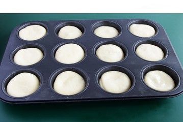 raw sweet buns before baking