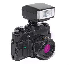 aging camera on white background