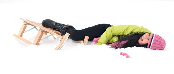 femme avec luge