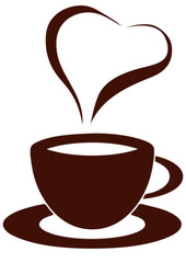 Coffee cup with heart smoke