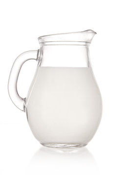 Jug with milk over white