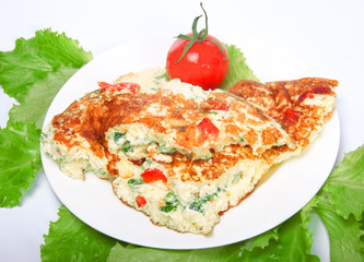 Hot omelet with tomato