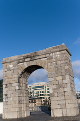 Arch on Quayside of River Liffey In Dublin City Ireland