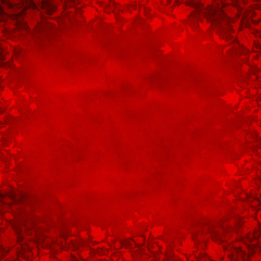 red valentines background with leaves