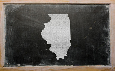 outline map of us state of illinois on blackboard