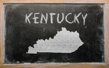 outline map of us state of kentucky on blackboard