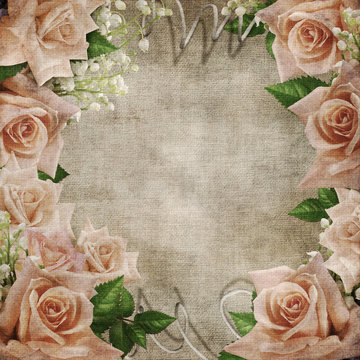 Wedding vintage romantic background with roses