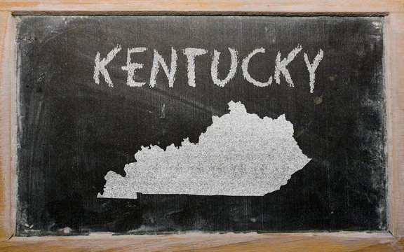 outline map of us state of kentucky on blackboard