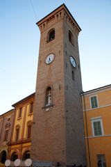 Fototapeta na wymiar Italy, Bagnacavallo village clock tower